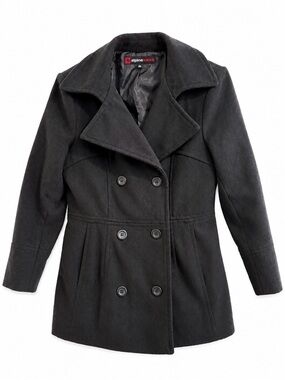 Alpine Swiss Black Double-Breasted Peacoat